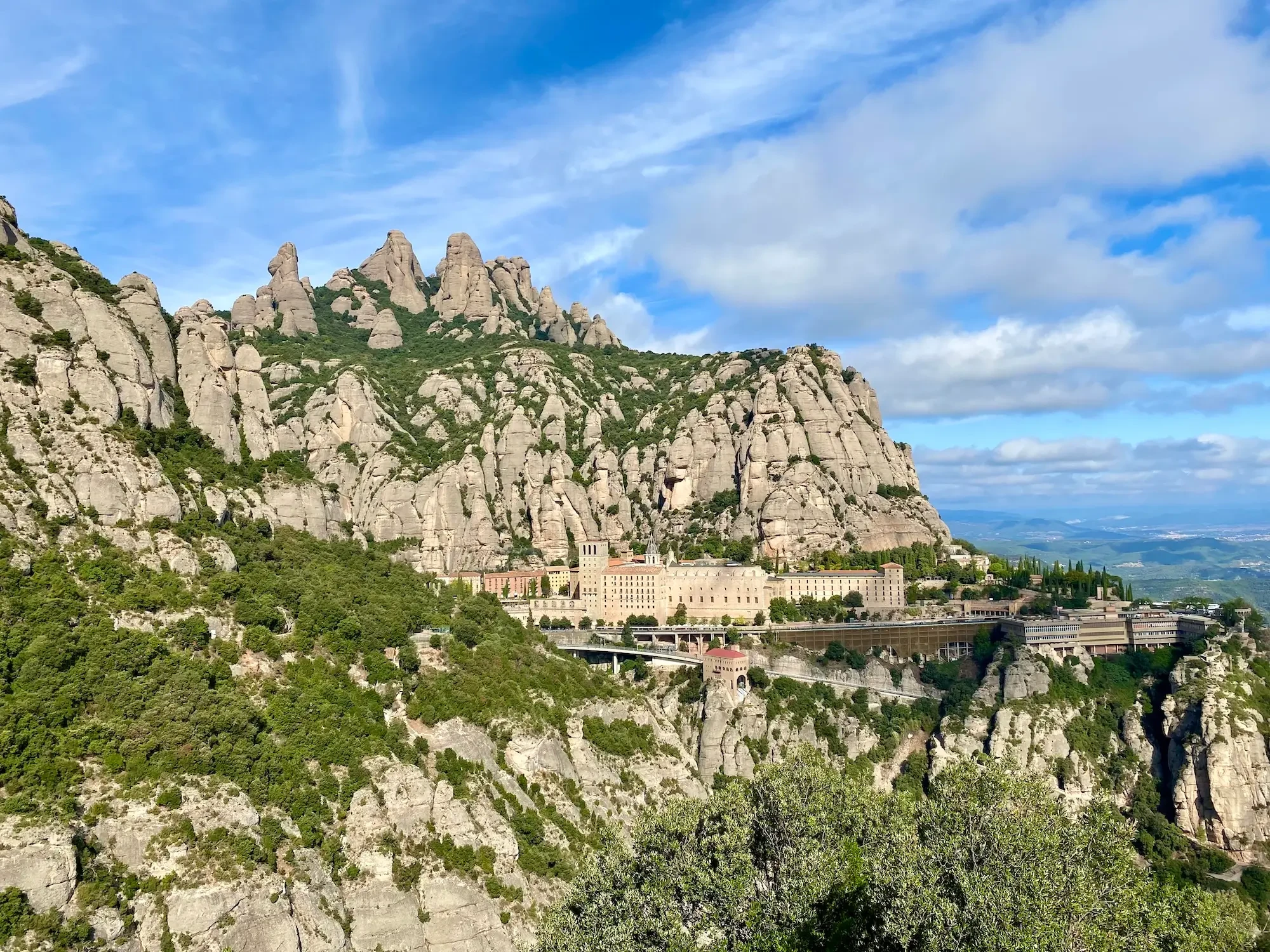A view of montserrat mountain and the monastery