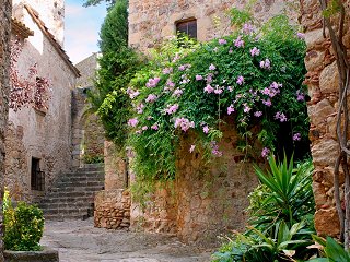 A deserted street in the village of Peratallada