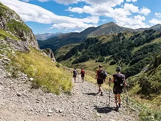 A group hiking in the Pyrenees