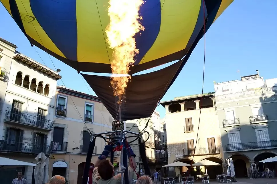 A hot air balloon being inflated in igualada