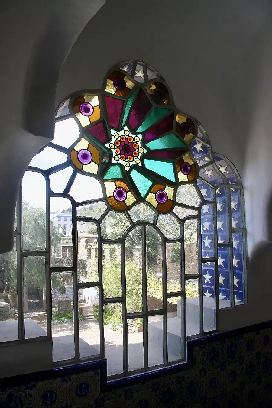 A stained glass window at Torre Bellesguard
