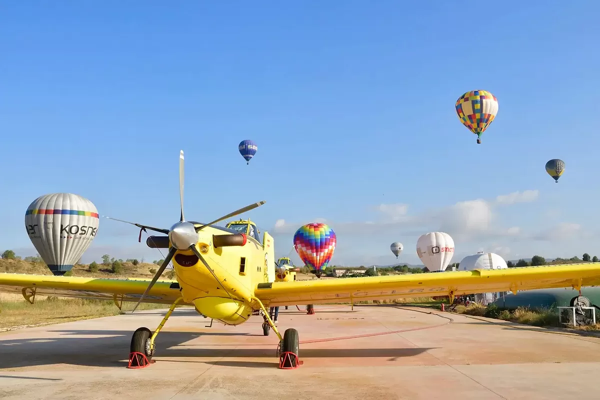 Hot air balloons taking off from igualada airport