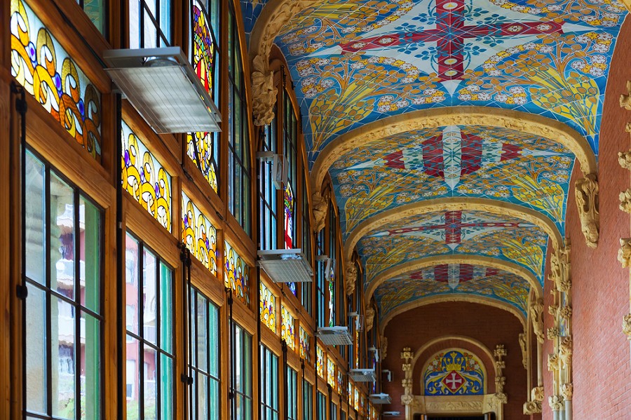 The decorative interior of Sant Pau hospital